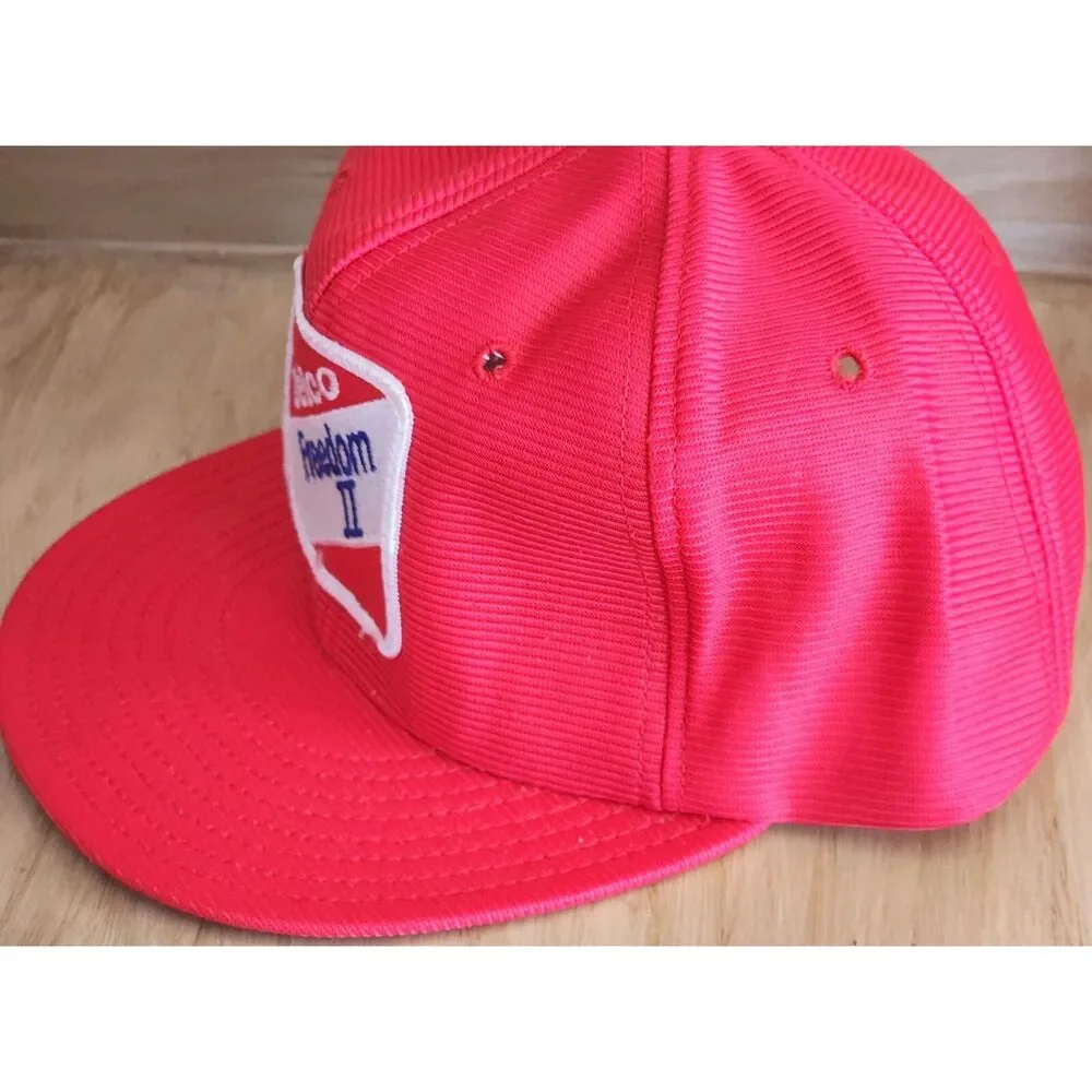 Delco Freedom II Snapback Hat Large Adjustable Vintage Cap Funkap Red